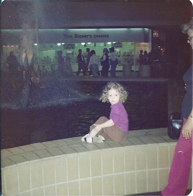 Bre at the fountain at Crossroads mall 1974
